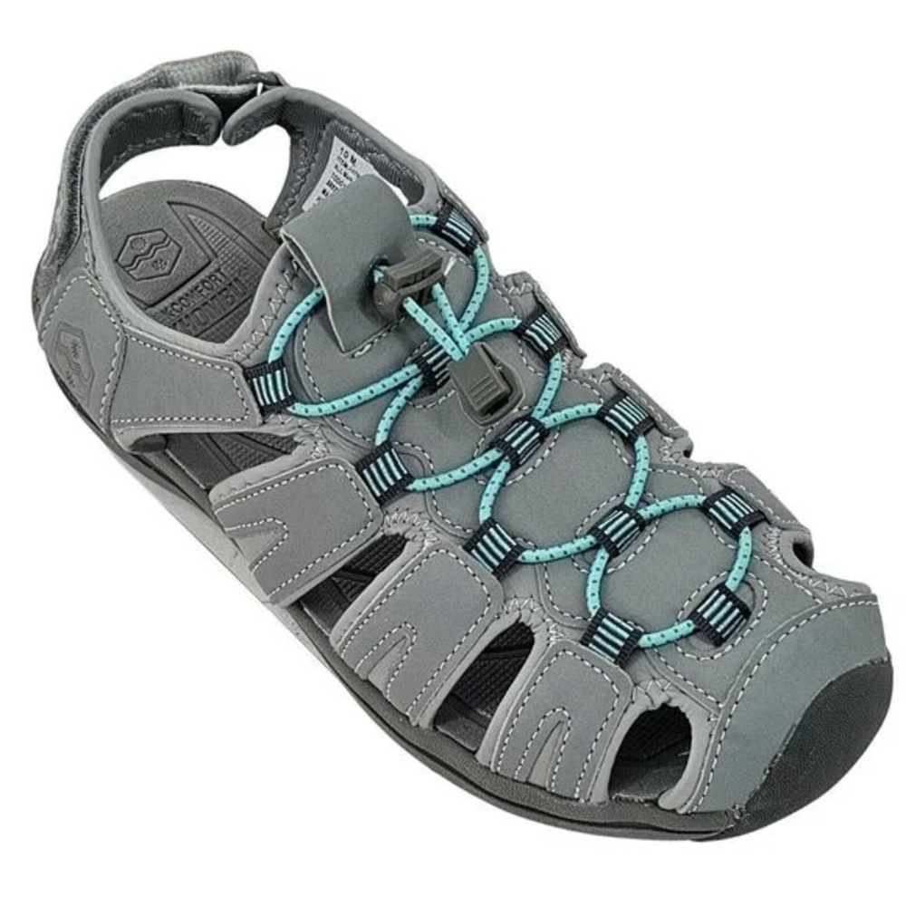 KHOMBU Ashley Gray Comfort Hook Loop Adjustable Sandals Size 9M